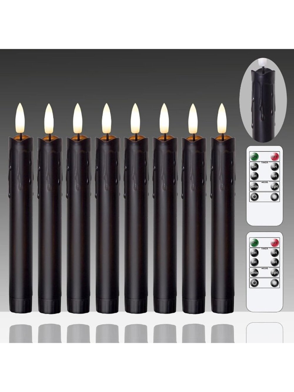 New Flameless Flickering Taper Candles Two Remote
